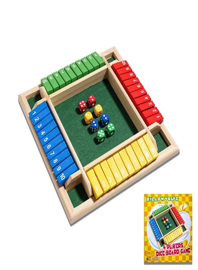 Billowvolve Shut The Box Dice Game 1-4 Players 10 Numbers Wooden Dice Game Traditional Bar Table Mat Game Enhances Math and Decision-Making Skills for Kids and Adults - Image 1